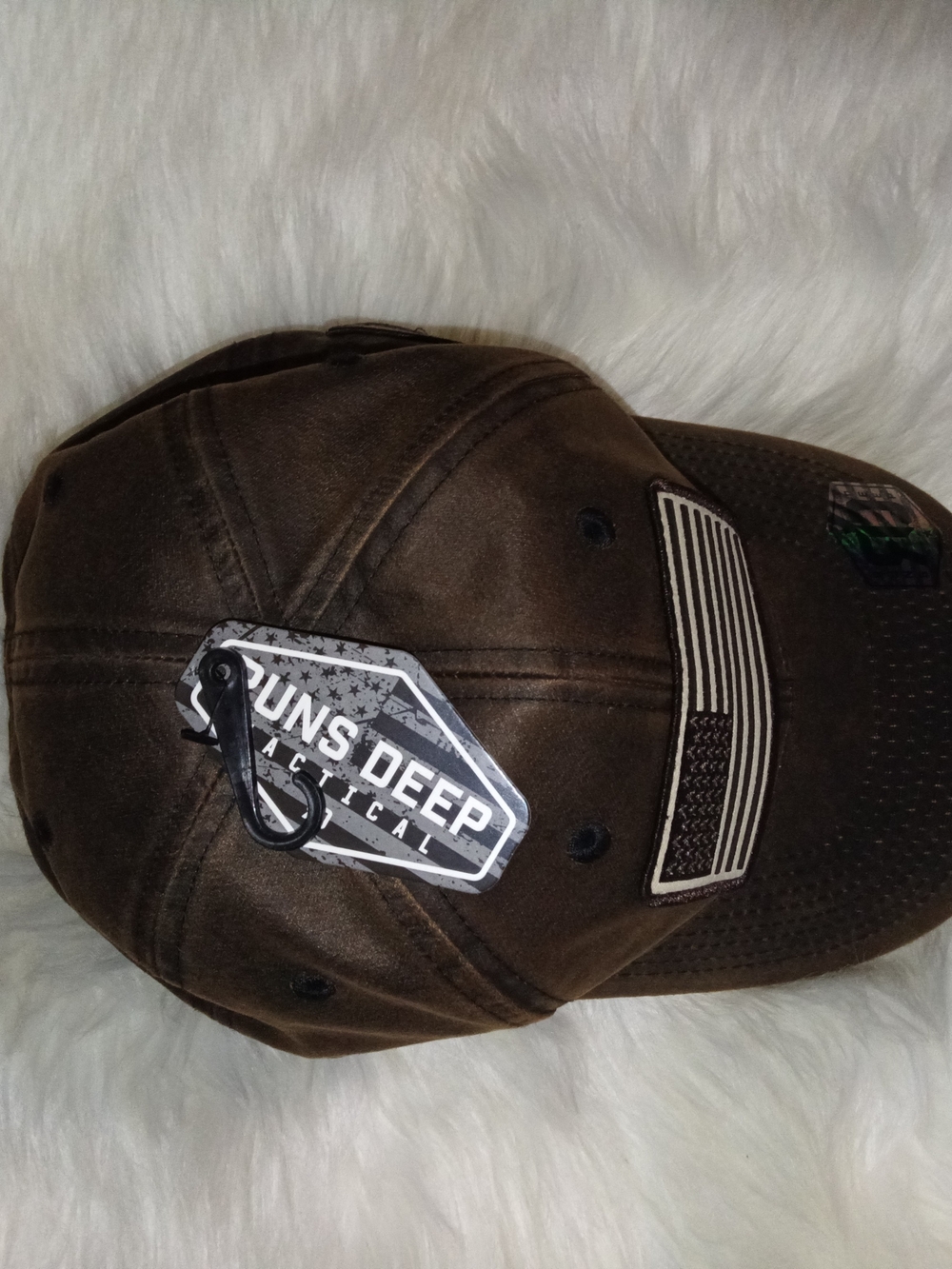 Rustic Brown 'Rugged' ADJUSTABLE Flag Baseball Cap - RUNS DEEP - Picture 7 of 8